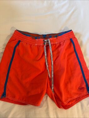 Diesel Men’s Red Swim Shorts with Blue Piping